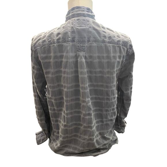 The Territory Ahead Blue Gray Textured Plaid Silk Cotton Shirt Men’s M Classic - Picture 3 of 9